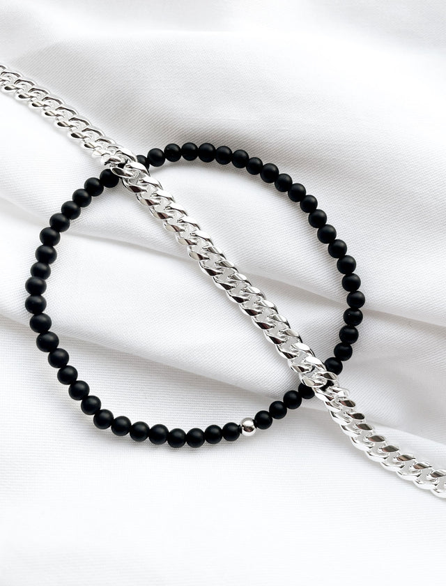 Geschenkset | Herrenschmuck Armband Panzerkette + Onyx Armband