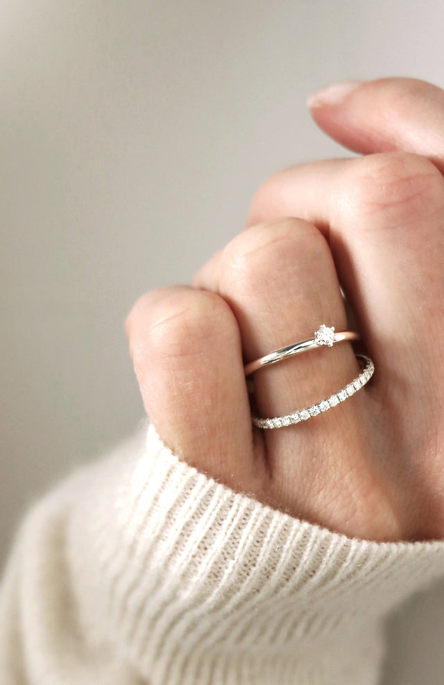 Ehering / Verlobungsring Paar, Julie 0,10 ct + Elise Diamantring