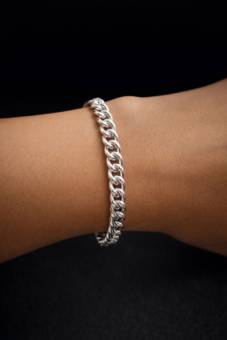 Chunky Curb Chain Bracelet, 7 mm | 925 silver