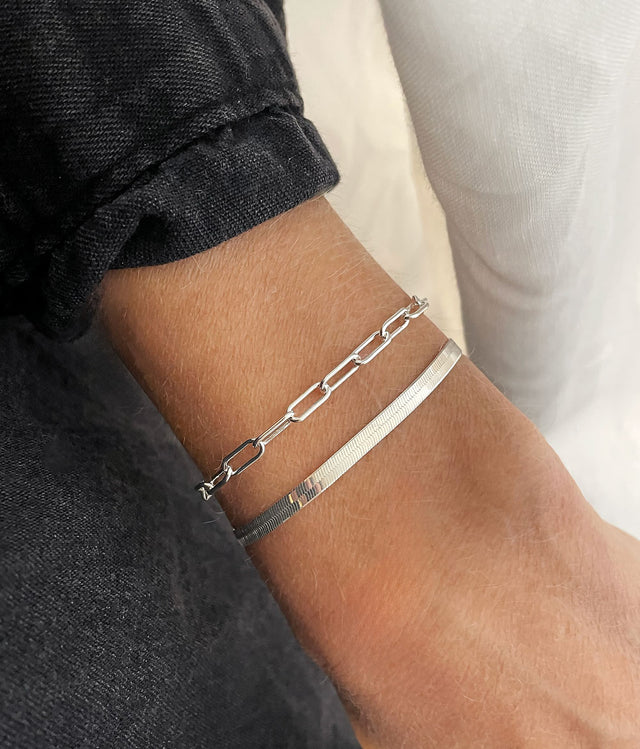 Paperclip Kedja Armband, 4 mm | 925 silver