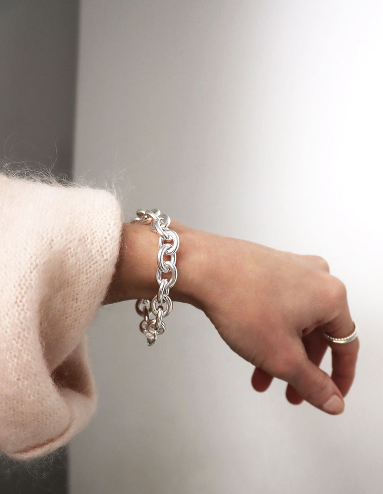 Chunky Chain Armband 925er Silber, 12 mm