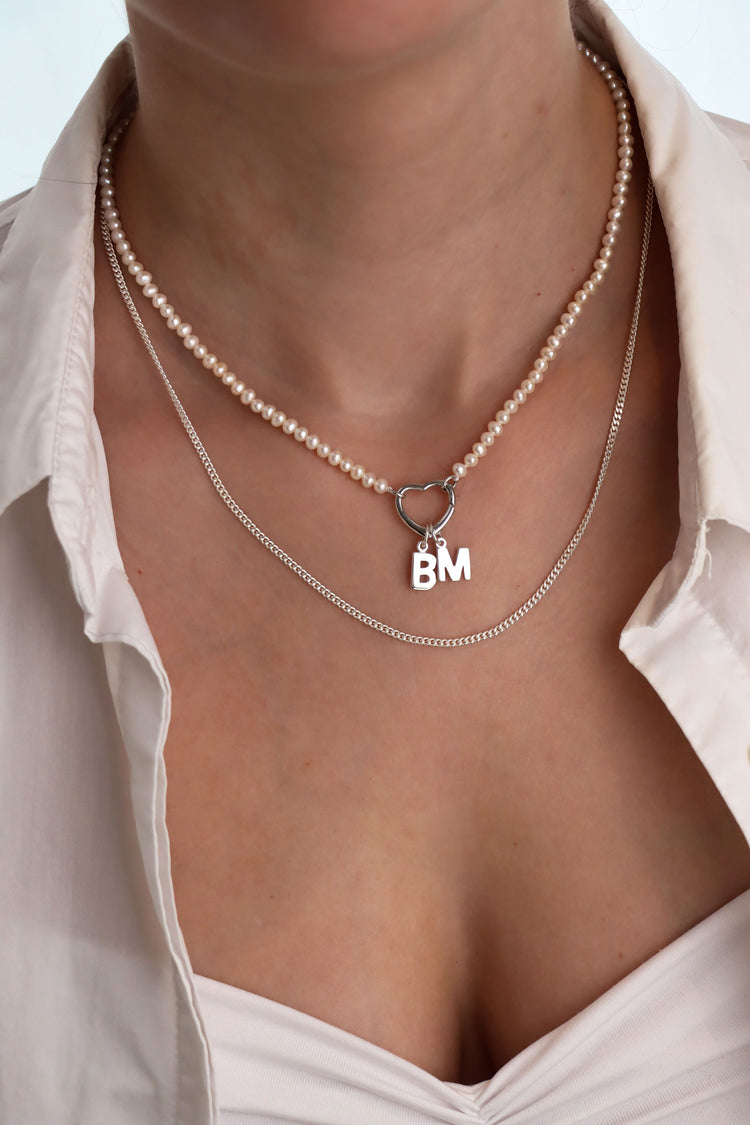 Heart Pearl Choker Halskette
