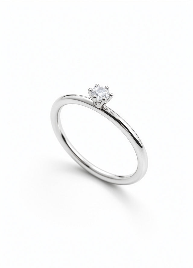 Julie Wedding / Engagement Ring, Solitaire Ring 0.10 ct Diamond