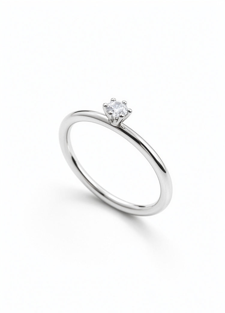 Julie Wedding / Engagement Ring, Solitaire Ring 0.10 ct Diamond