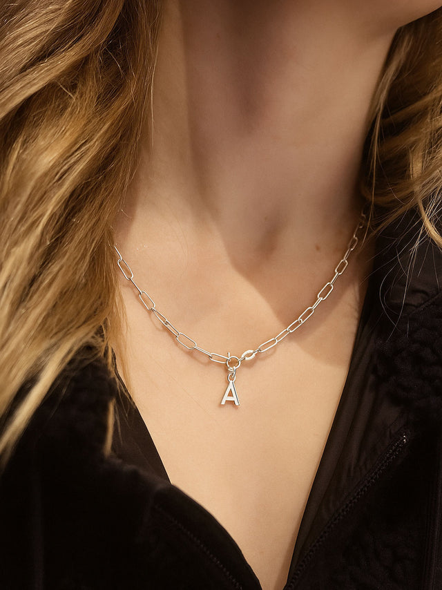 Buchstabenkette AZ mit Büroklammer-Anhänger | 925er Silber