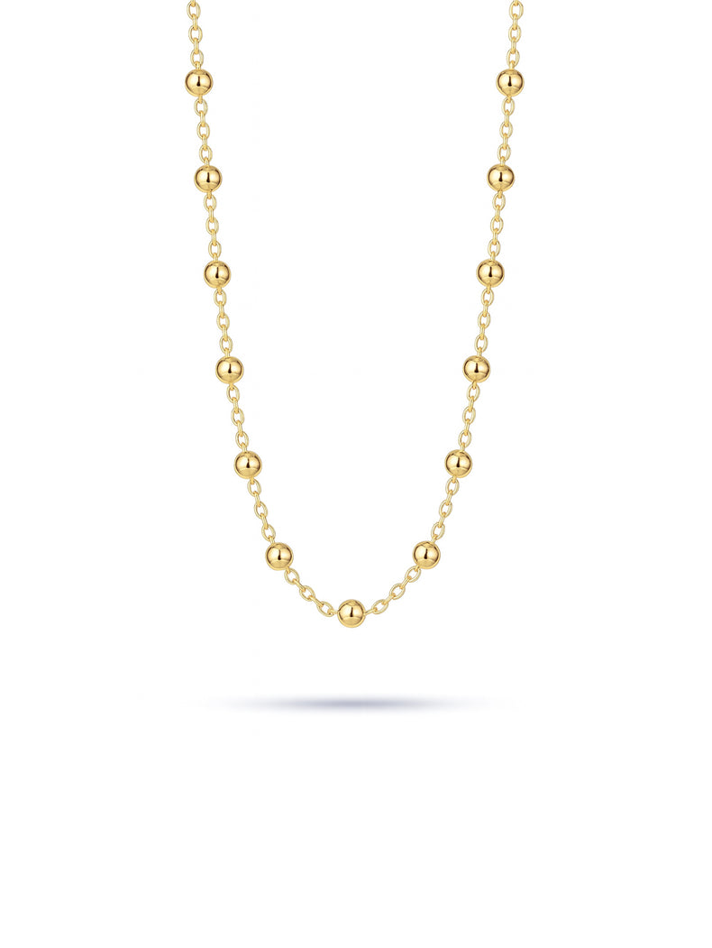 Halsband i guldpläterat silver med kedja och små kulor.