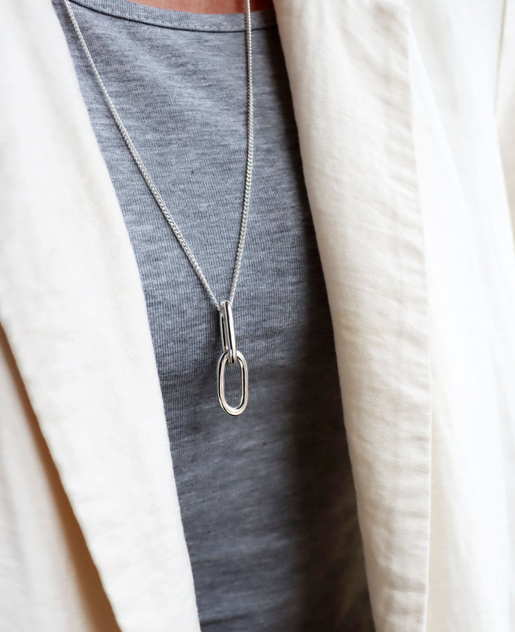 Chunky Paperclip Links Halskette, silber