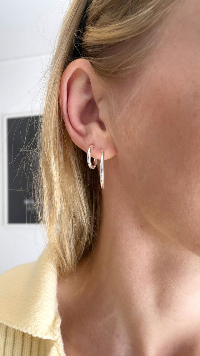 Small Plain Hoop Creolen 10 mm, silber