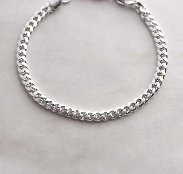 Pansarkedja Miami Cuban, 925 silver, 4 mm bred.