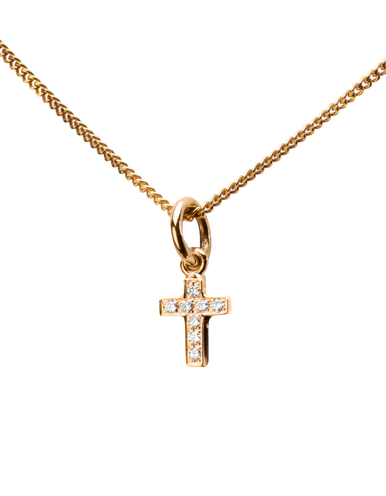 Diamond cross pendant, 18k gold