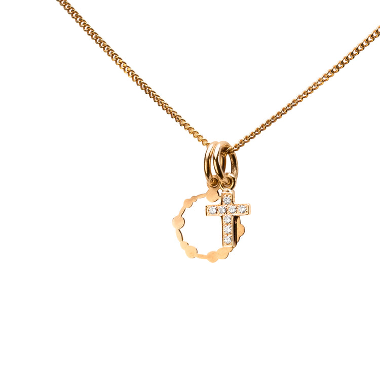 Diamond cross pendant, 18k gold