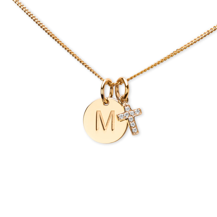Diamond cross pendant, 18k gold