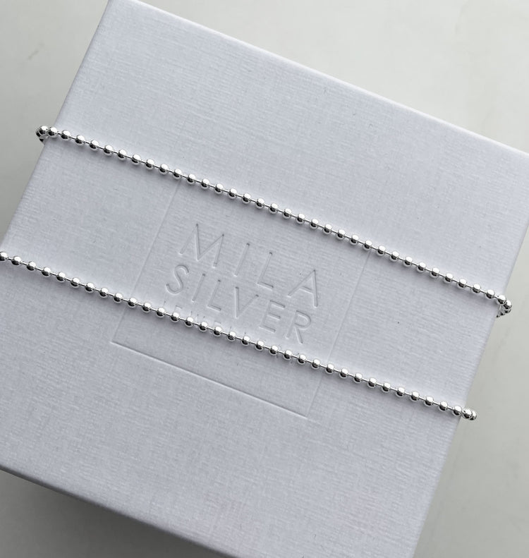 Perlenkette, Kugelkette silber 2 mm / 60 cm