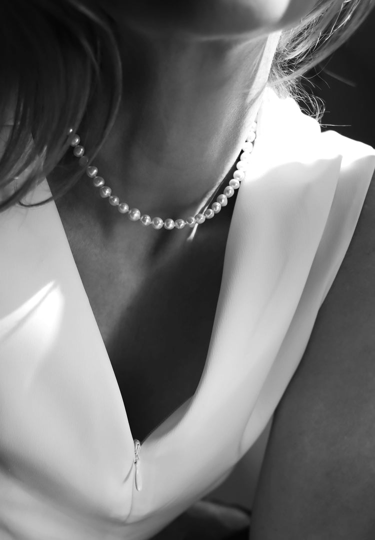 Perlen-Choker-Halskette, Barockperlen, mittel