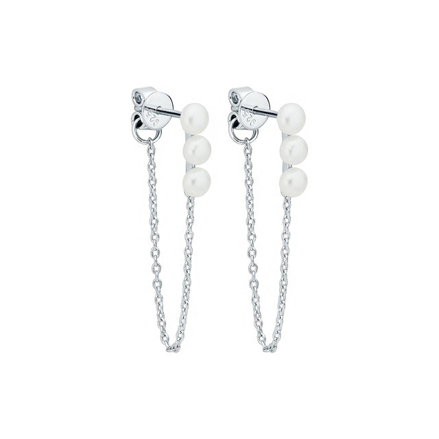 Pearl & Hanging chains earrings | 925 silver