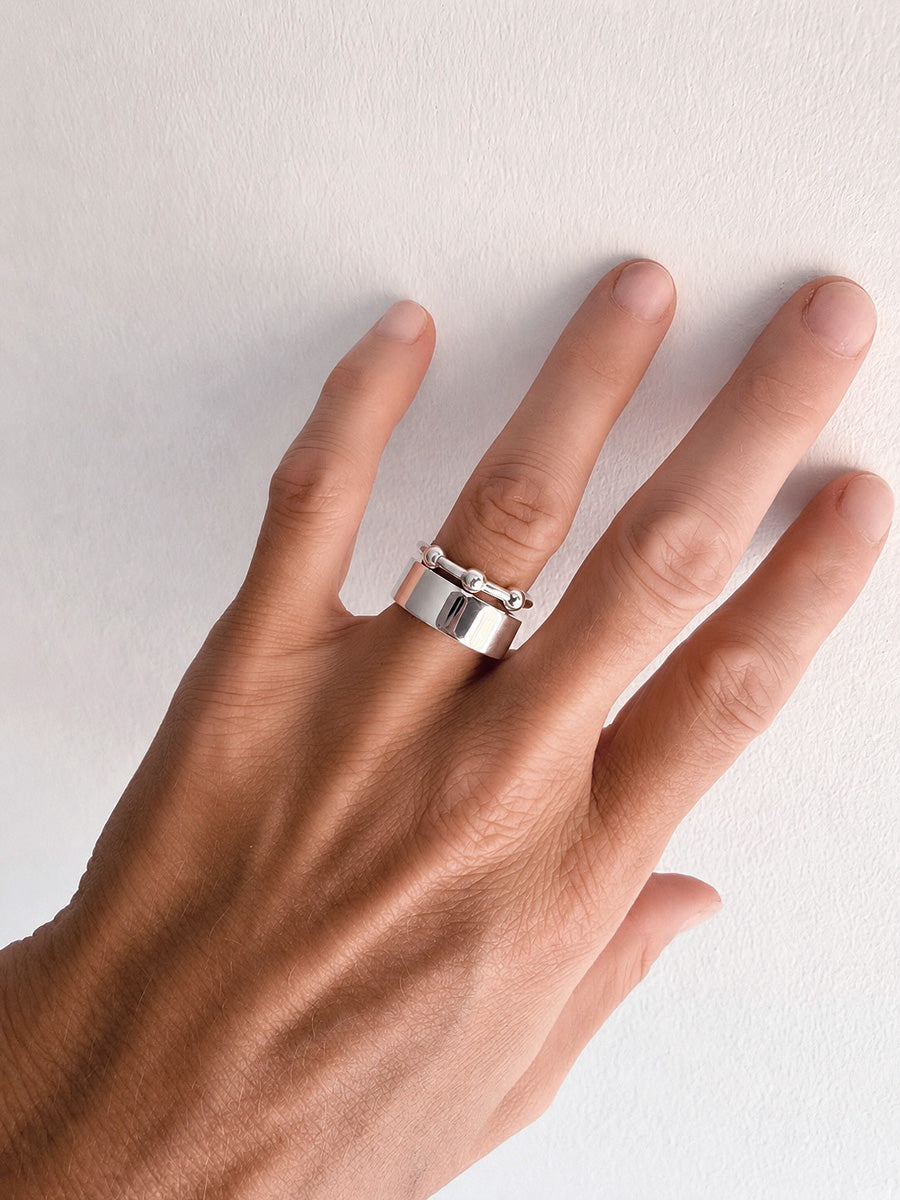 Mila Ring stack Plain ring + Jupiter ring | 925 silber
