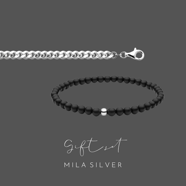 Geschenkset | Herrenschmuck Armband Panzerkette + Onyx Armband