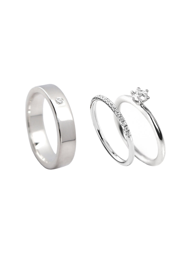 Wedding and Engagement Rings Couple | Elise + Julie + Plain Diamond Ring