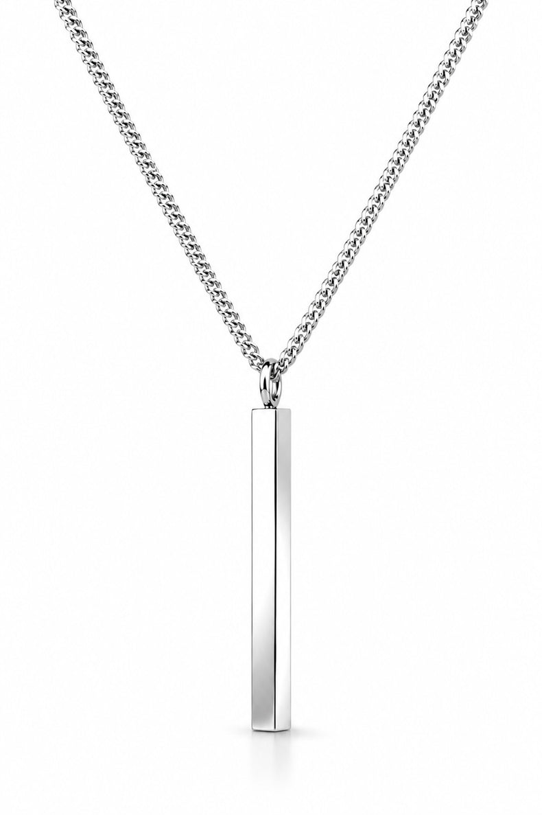 Halsband i silver till herr med stav i pansarkedja.