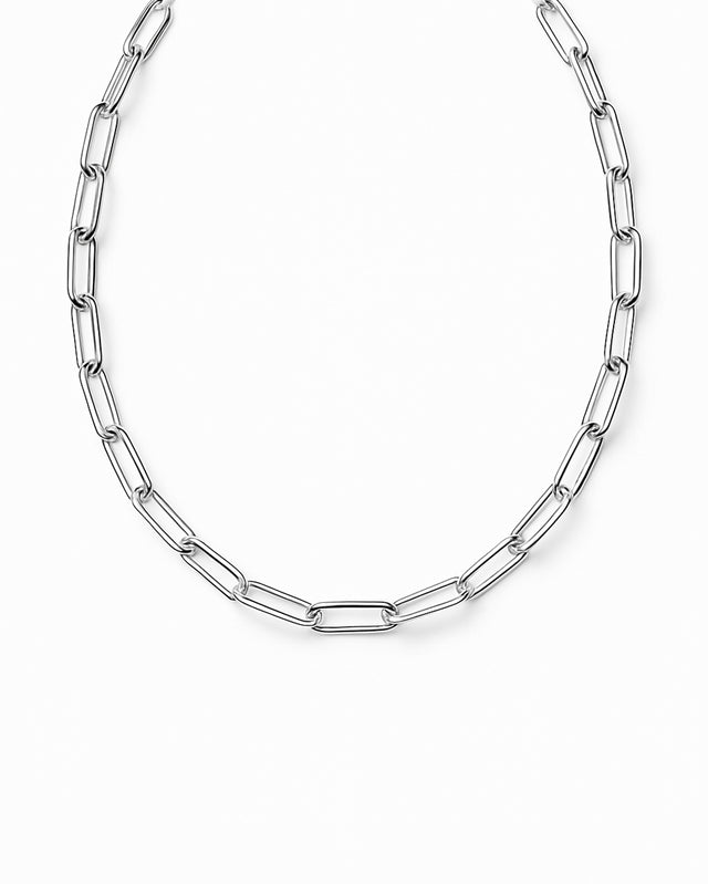 Halsband med Paperclip kedja i silver till dam.