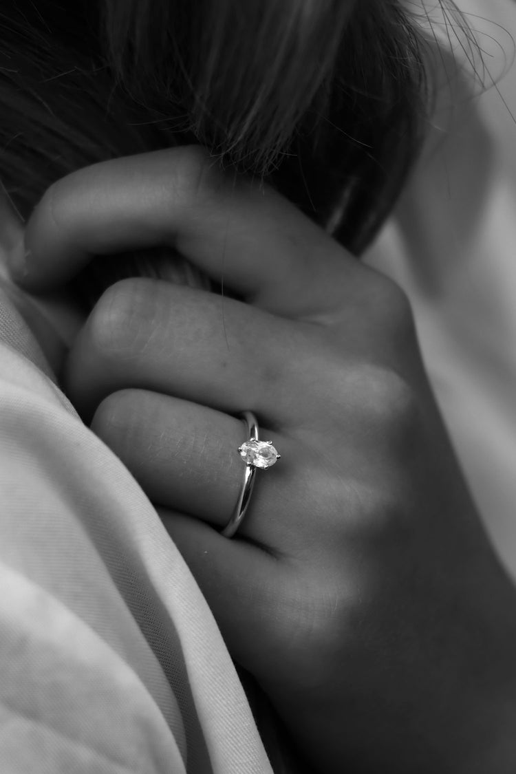 June 0,5 ct Ovaldiamant, Solitärring, Trauring/Verlobungsring