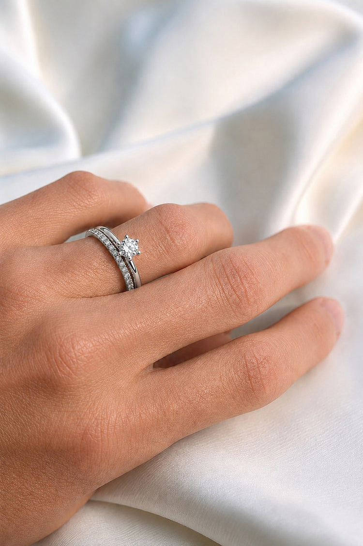 Elise Alliansring Diamantring, Vigselring / Förlovningsring | 18k. vitguld