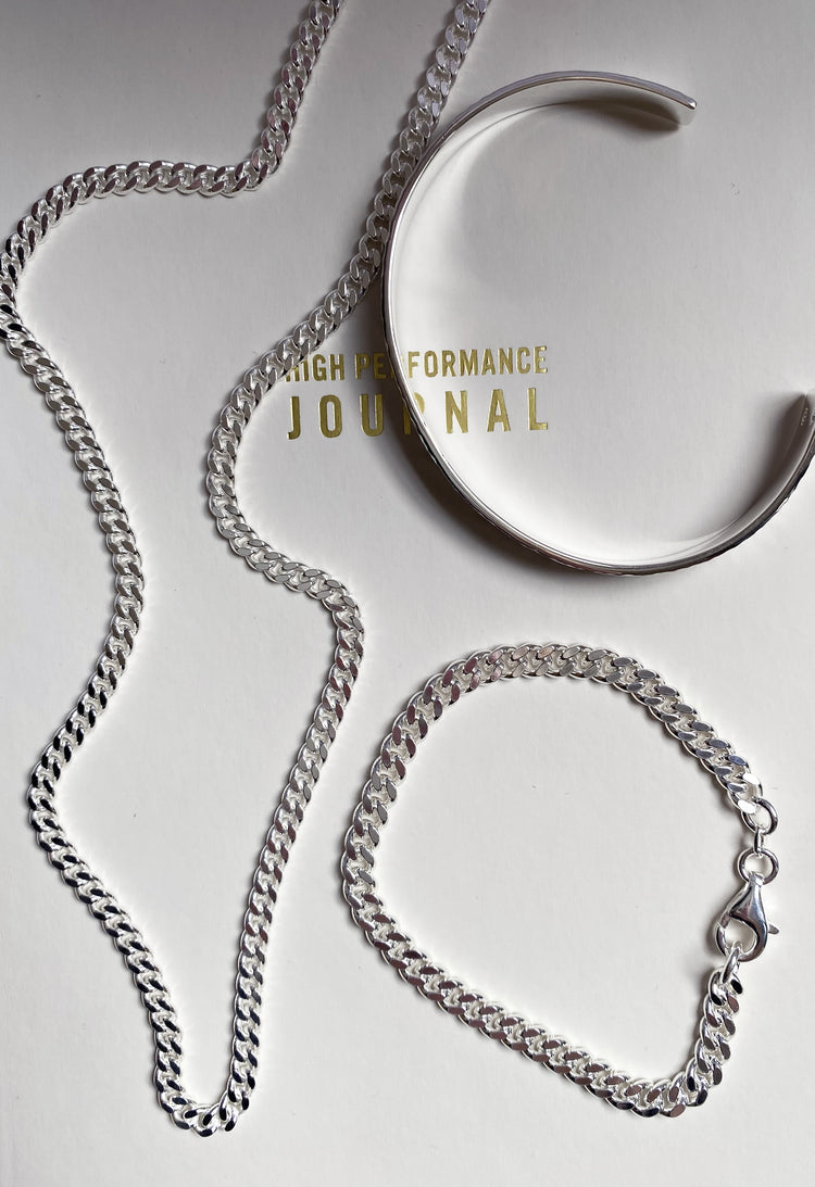 Pansarkedja som halsband och armband.