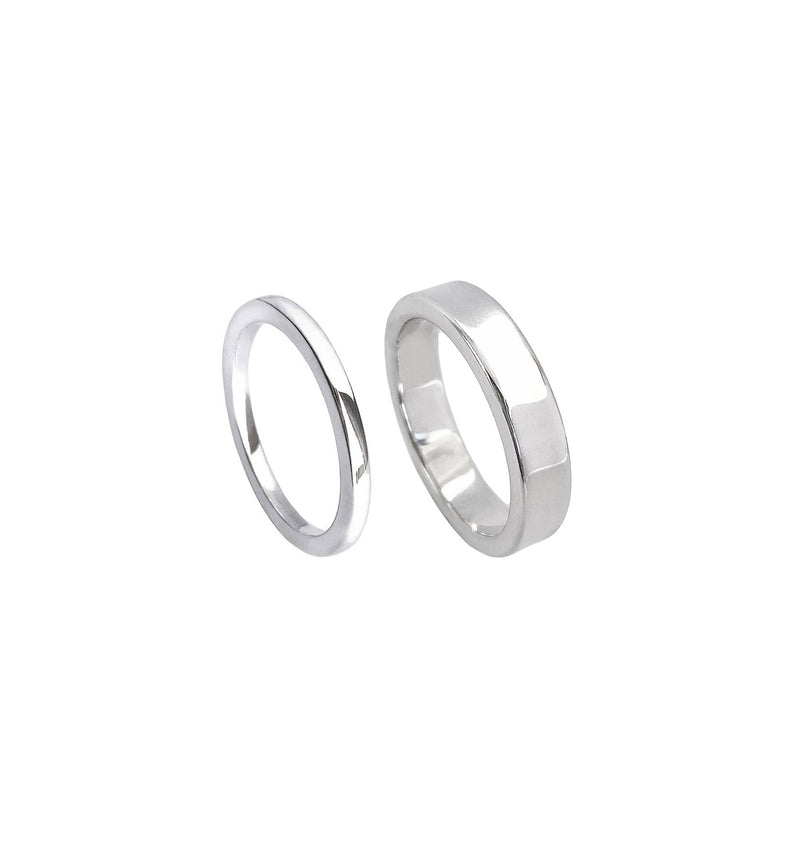 Par FÖRLOVNINGSRINGAR silver, Plain Rak 2 mm + 5 mm - Mila Silver