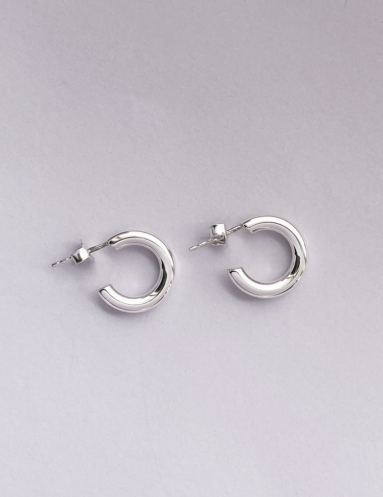 Plain Chunky Hoops, silver small