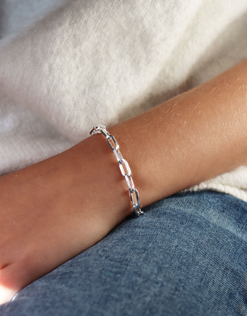 Paperclip Chain Bracelet, silver chain