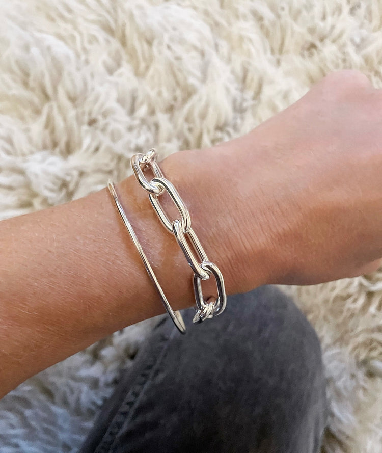 Chunky Chain Paperclip Armband, 10 mm | 925 Silber