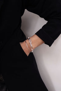 Chunky Chain Paperclip Armband, 10 mm | 925 Silber