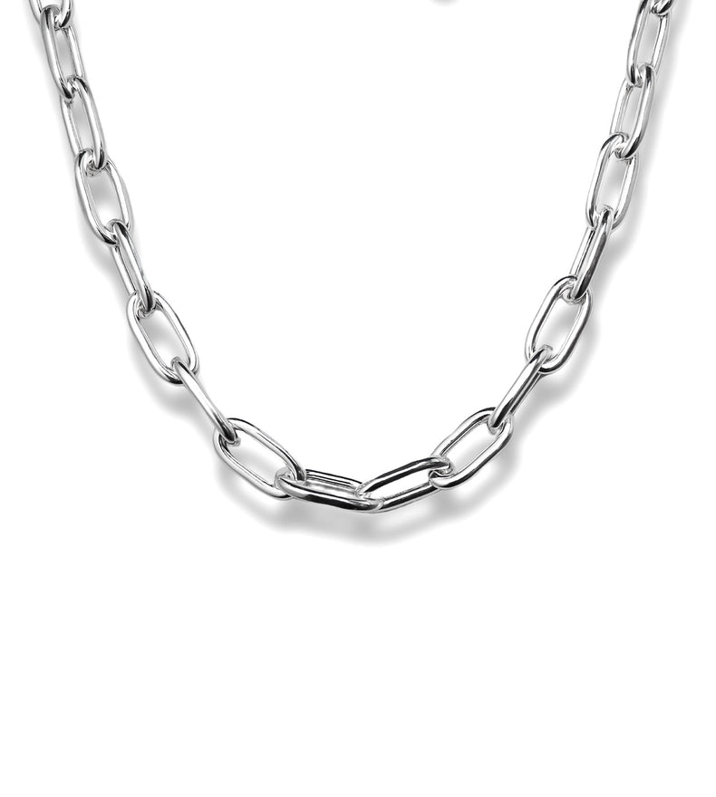 Chunky Chain Paperclip 10 mm, Halskette silber