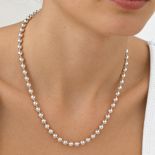 Bubble Chain Halskette | Kugelkette 5 mm | 925 Silber