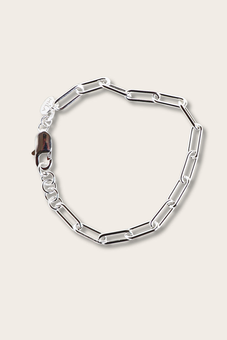 Paperclip Chain Round, Armband silber