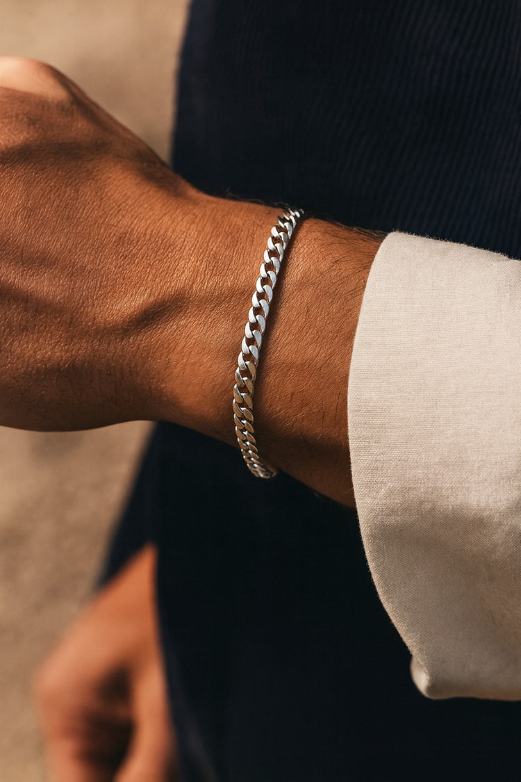 Mila Man Armband Herr, Pansarkedja 5 mm, 925 silver