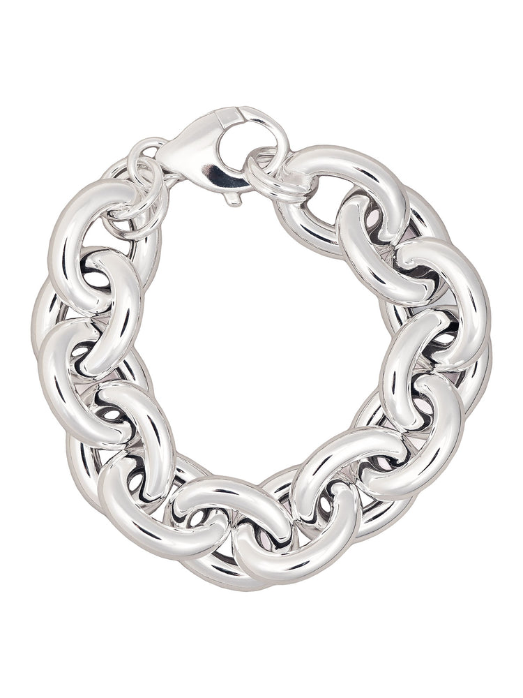 Mega Chunky Chain Armband, silver, 18 mm - Mila Silver