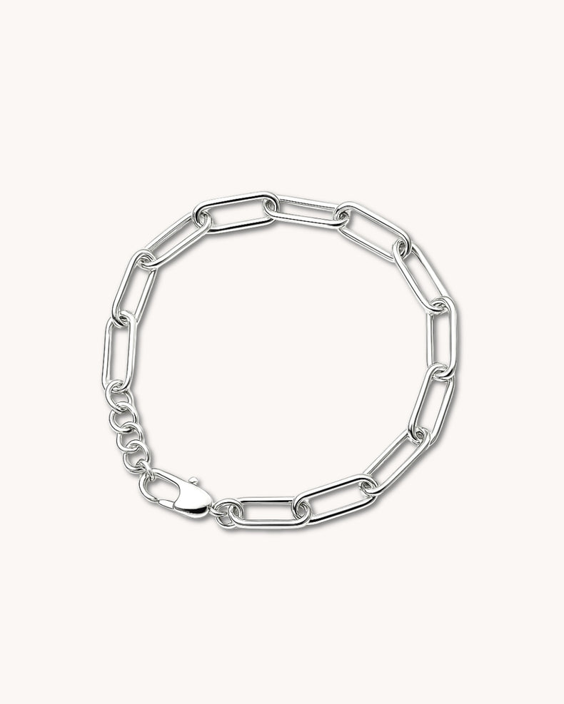 Paperclip Chain Round, Armband silber
