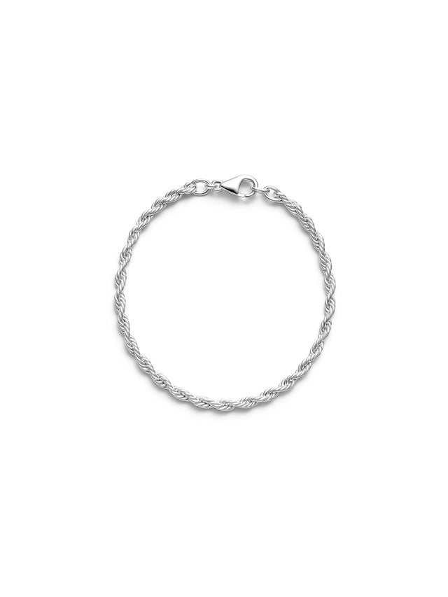 Armband till dam med silverkedja, vriden form - modell Rope chain.