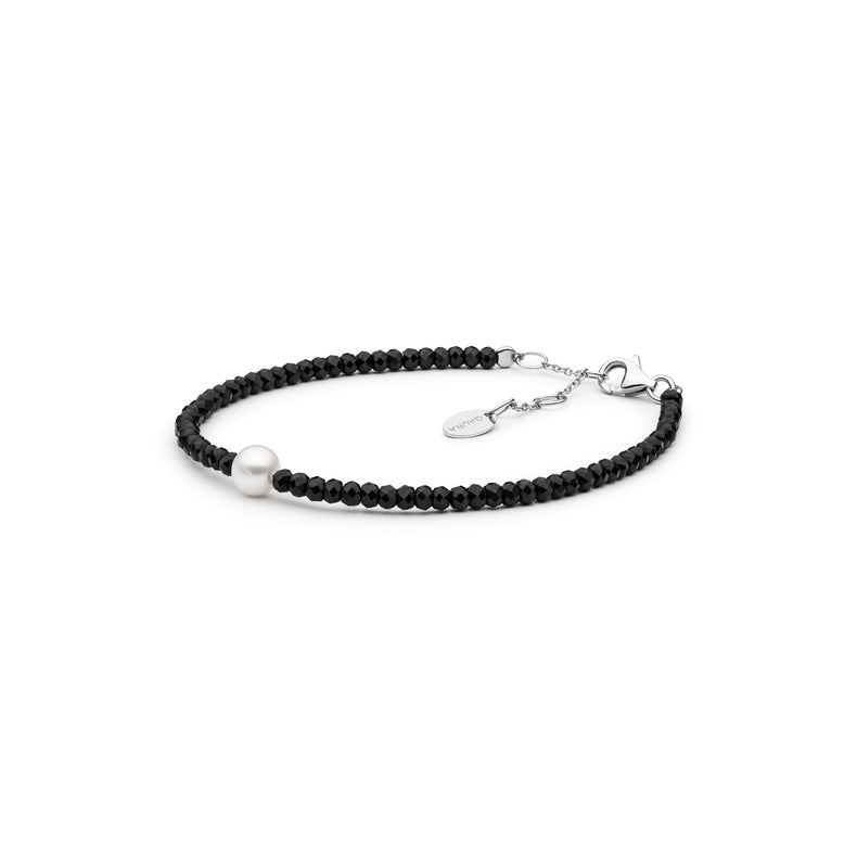 Black Spinel & Pearl armband