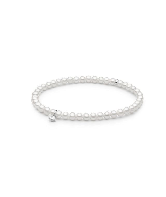 pärlarmband med små sötvattenpärlor och berlock med kristall