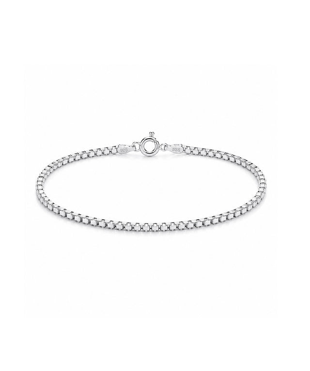Smalt silverarmband till dam med box kedja