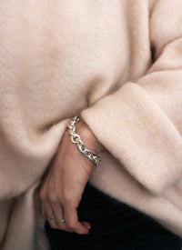 Chunky Chain Armband kedja, silver 12 mm