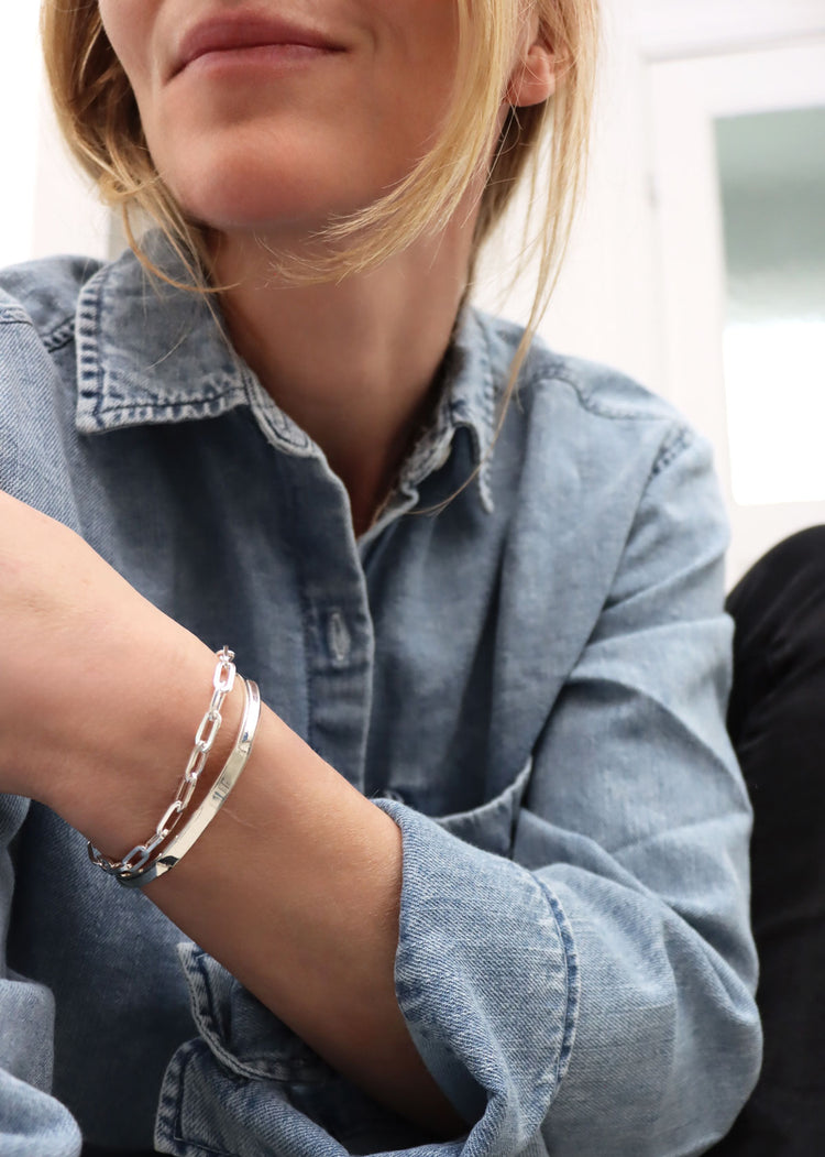 Paperclip Chain Bracelet, silver chain