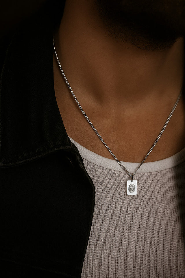 Halsband graverat fingeravtryck, Herr | 925 silver
