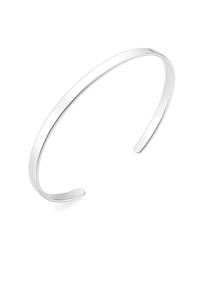 Cuff armband, silver, 4 mm, herr