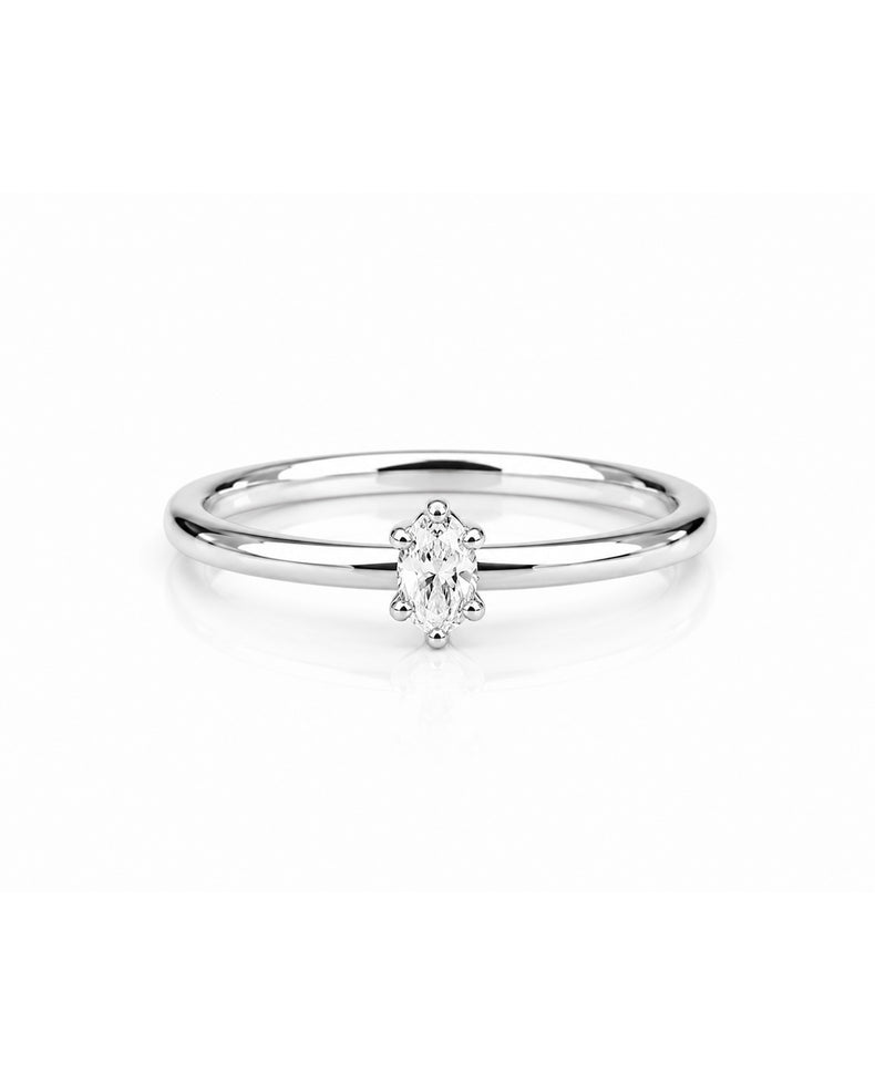 June Solitärring 0,25 ct ovaler Diamant | Trau- / Verlobungsring