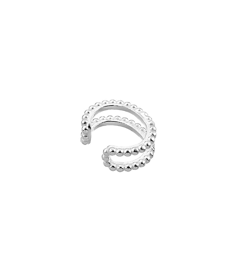 Double Beaded ear cuff, silver