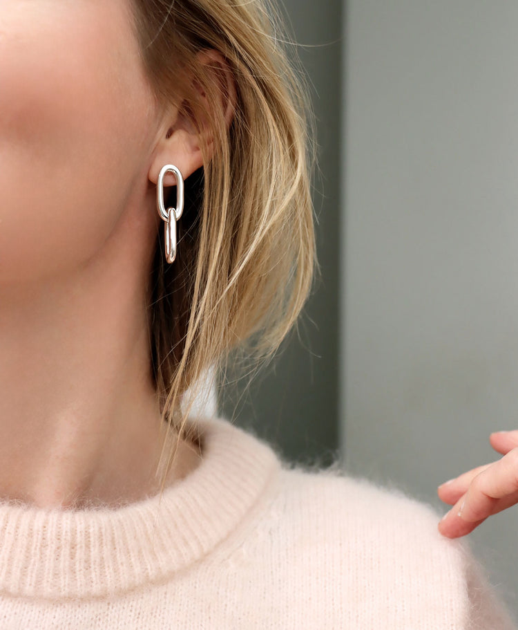Chunky Paperclip Links, earrings silver