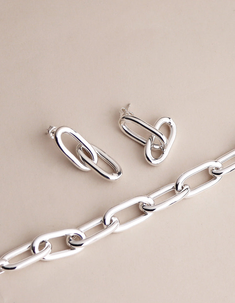 Chunky Paperclip Links, earrings silver